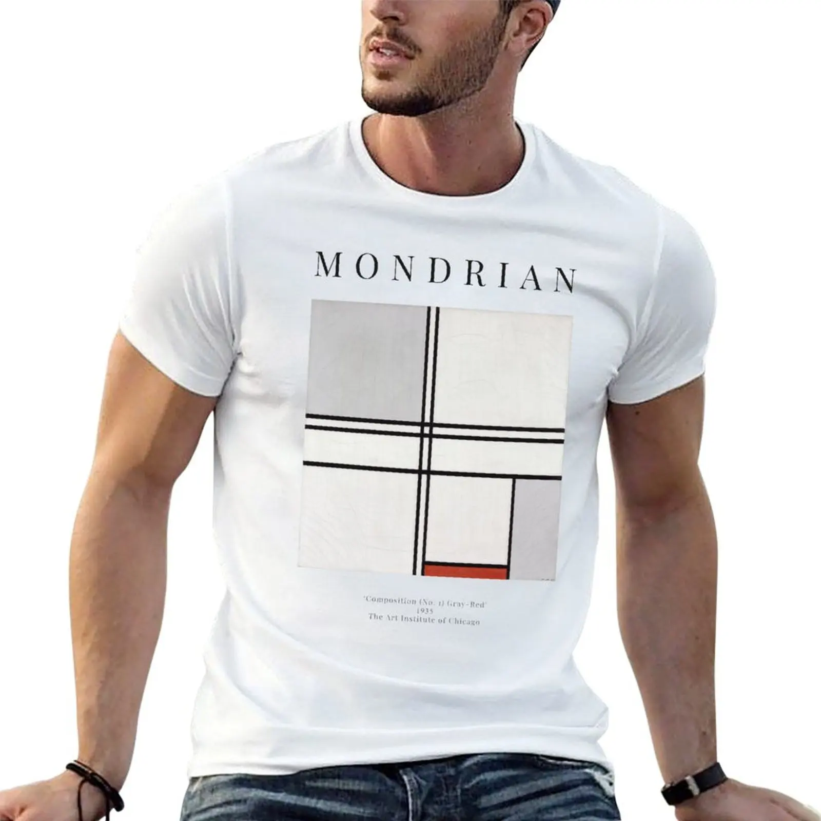 

Composition (No. 1) Gray-Red - Piet Mondrian - Exhibition Poster T-Shirt t shirt man casual T-Shirt