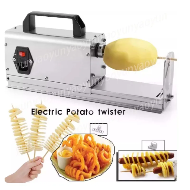 Commercial Electric Potato Spiral Cutter, Whirlwind Potato Equipment, French Fries Snack Strip Electric Slicer