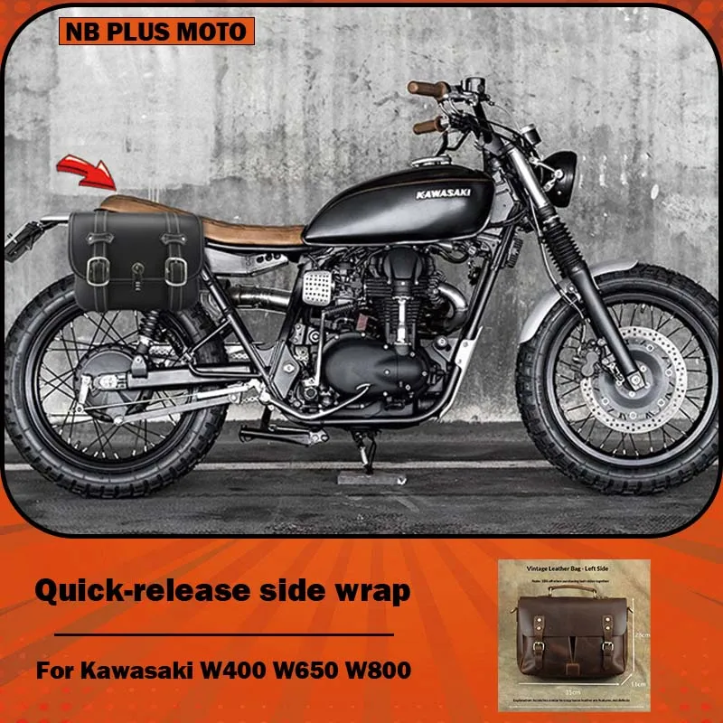 【Premium】For Kawasaki W400, W650, and W800 motorcycles, this retro-style waterproof side bag/quick-release canvas bag is perfect