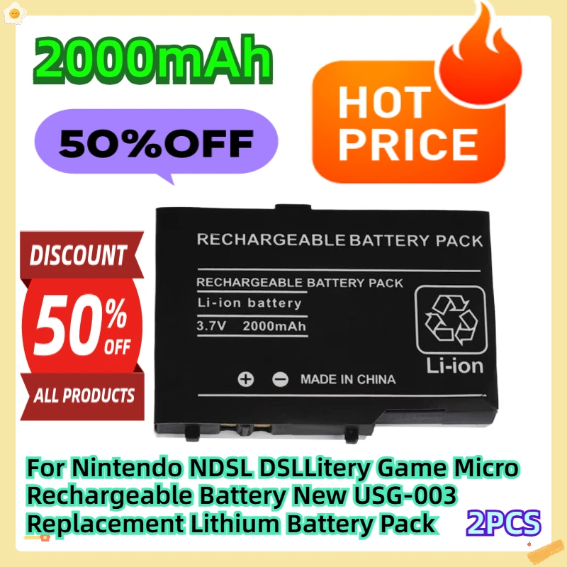 

For Nintendo NDSL DSLLitery Game Micro Rechargeable Battery New USG-003 3.7V 2000mAh Replacement Lithium Battery Pack