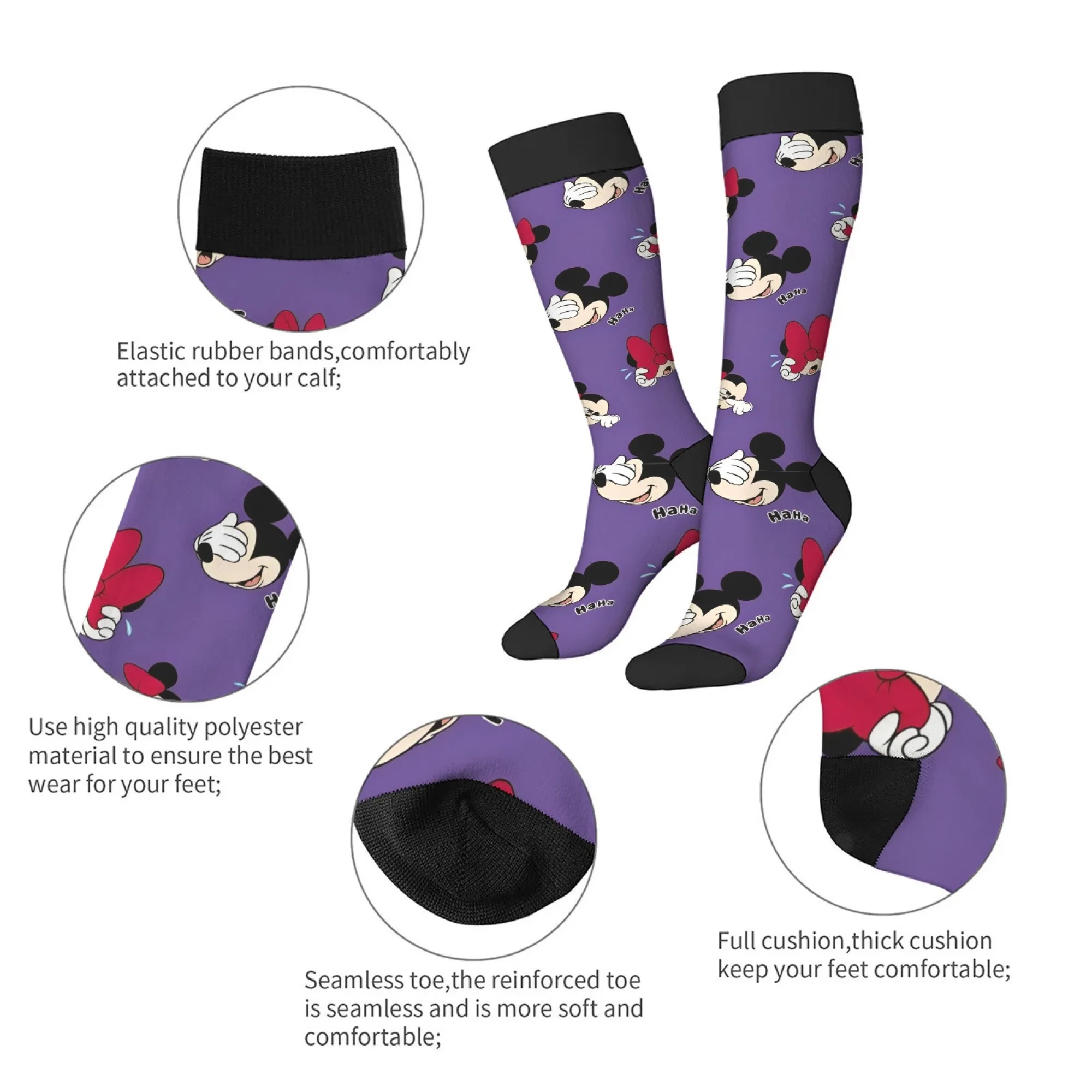 Novelty Mickey Minnie Print Women's Socks Comfortable Non-slip Warm Casual Socks Harajuku Retro Street Hip-Hop Socks Party Gift