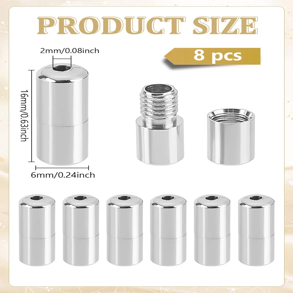

1set 8pcs Stainless Steel Cord End Screw Clasps For Leather Cord Bracelets Making Donut and End Cap and Tube Shape End Cap