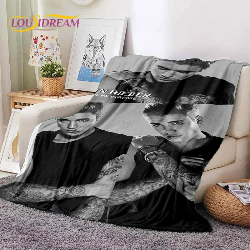 

3D Justin Bieber Idol Singer Soft Flannel Blanket for Beds Bedroom Sofa Picnic,Throw Blanket for Cover Outdoors Leisure Nap Gift