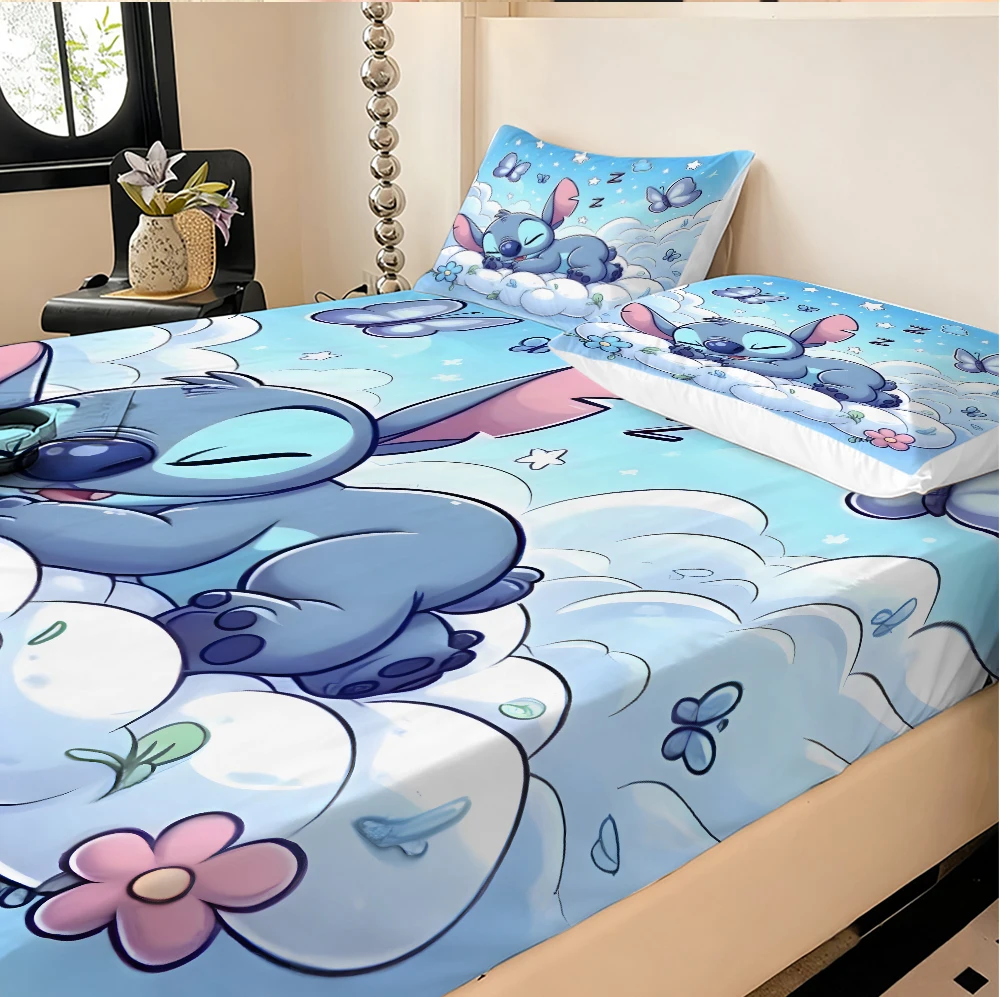ملاءات مطاطية من ديزني ستيتش، ملاءات مزدوجة، ملاءات مخملية ناعمة ودافئة، أغطية مرتبة، واقيات ملاءات