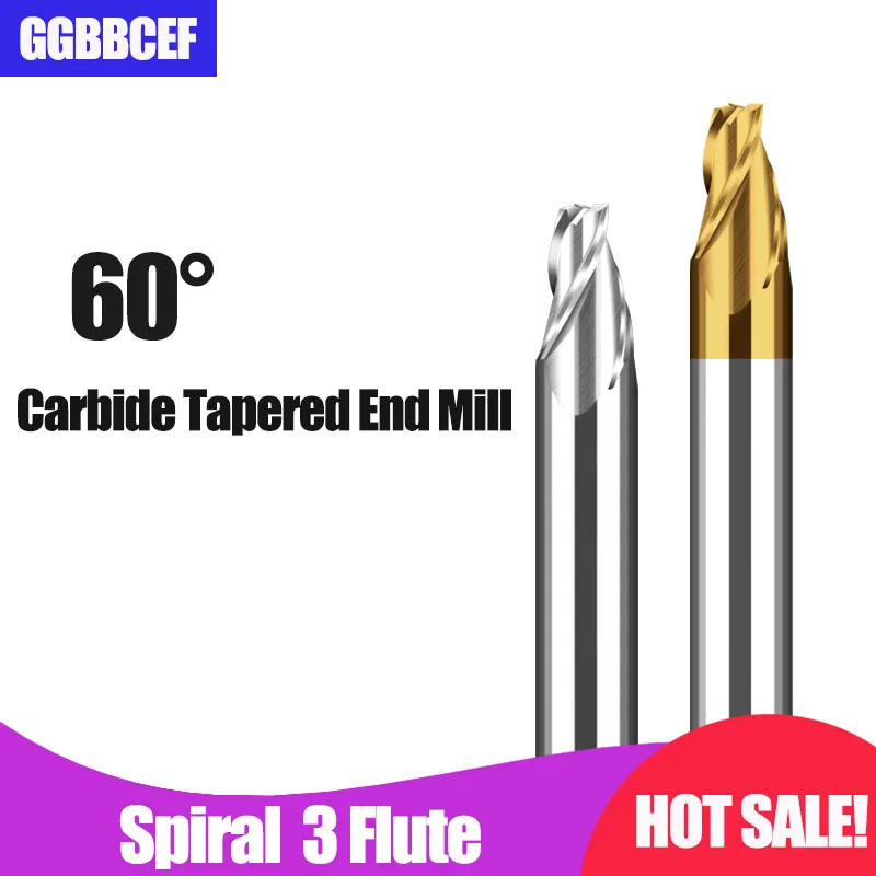 Carbide Taper End Mill Angular CNC Machning mill Cutter Metal Tools Router Bit 0.5 1 1.5 2 3 8 10 15 Degree 1-6 8 12 Shank HRC60