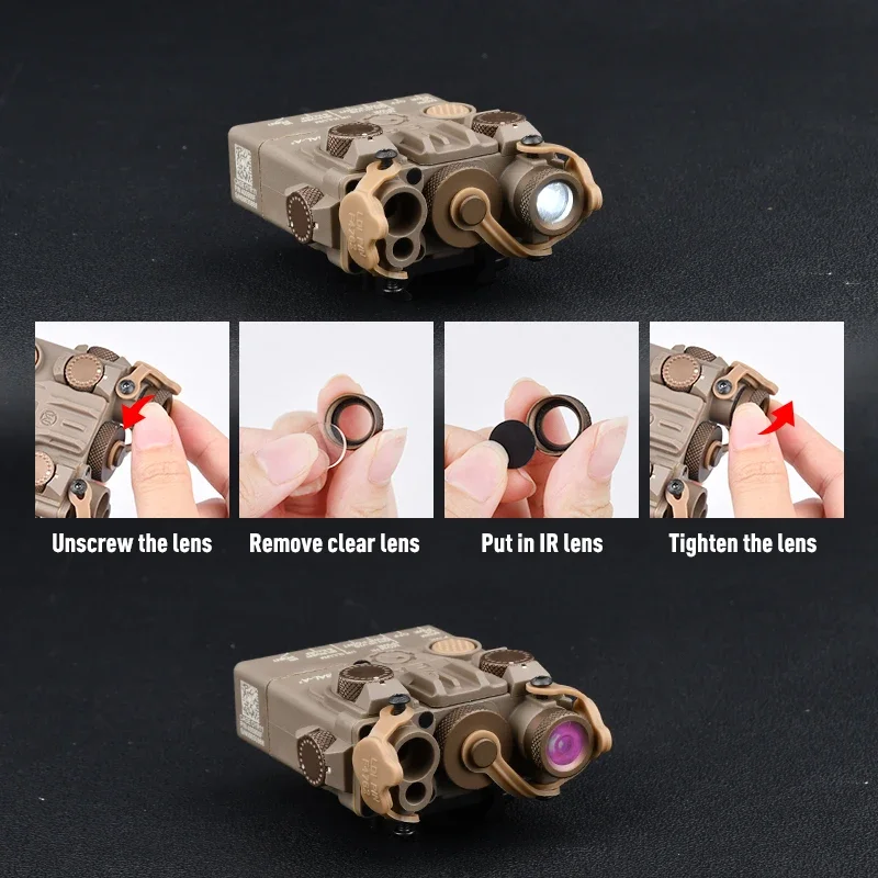 Tactical WADSN DBAL-A2 Laser Red Green Blue Dot Indicator IR Lens White Light Strobe LED Hunting Airsoft Weapon Scout Flashlight