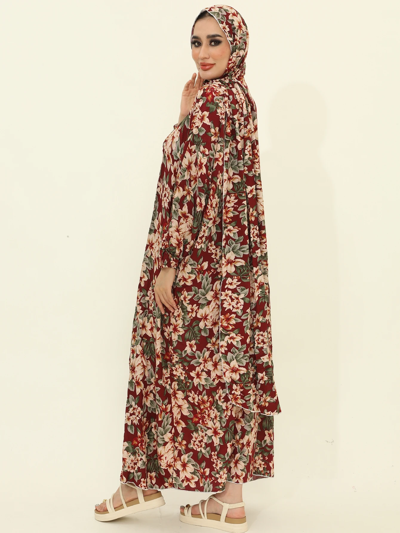 Muslim Ramadan EidTraditional Prayer Garment Womens Kaftan Turkey-African Hooded Abaya Suits Hijab Skirts Islam Tops Bottom