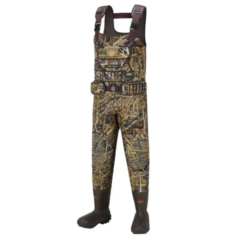 

Мужские неопреновые вейдерсы 5,5 мм с утепленными ботинками 1400G для охоты и рыбалки, водонепроницаемые, камуфляжные, с интегрированными ботинками