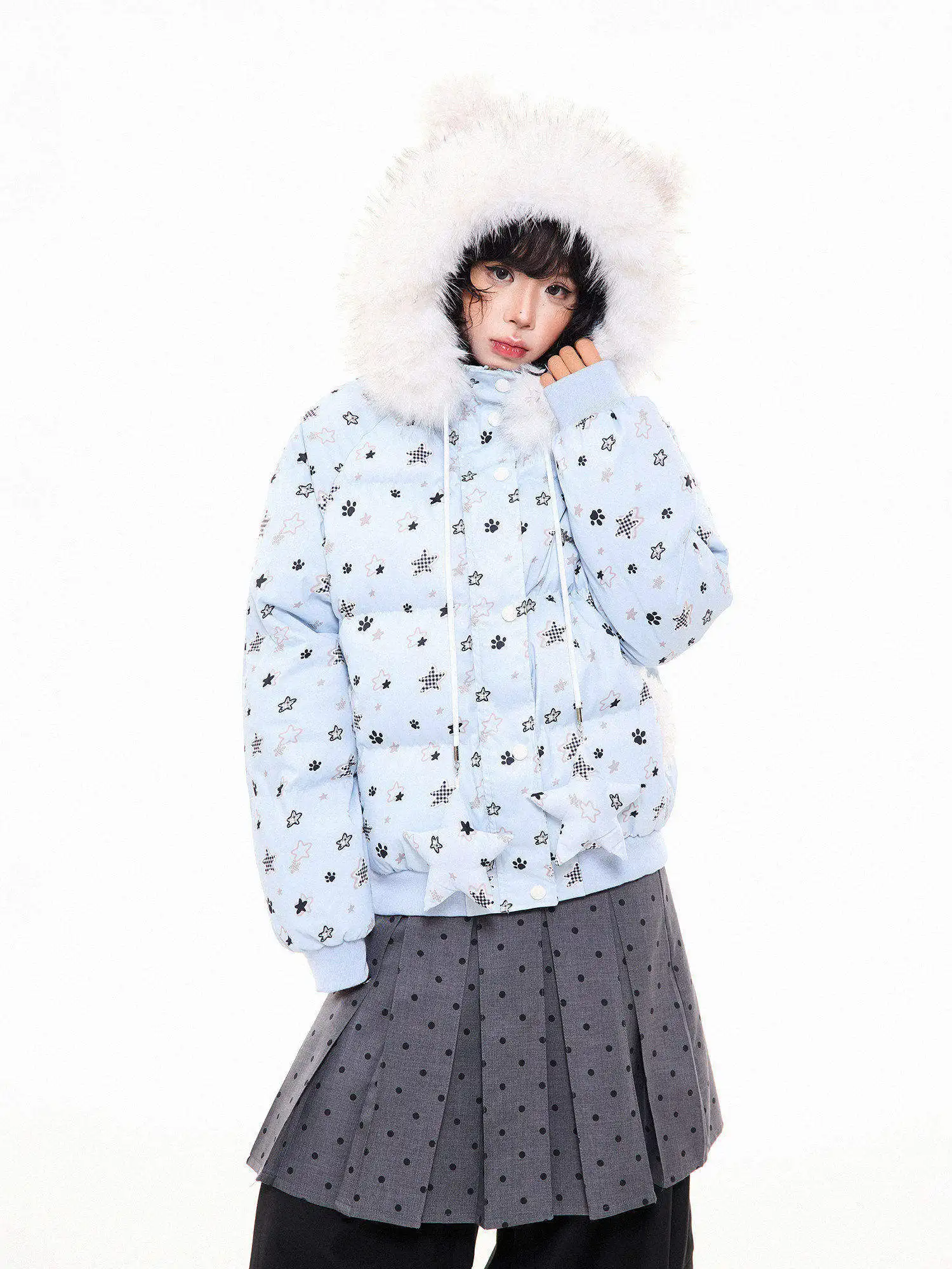 

Женская зимняя куртка MKGO с принтом медведя, утепленная, повседневная, винтажная, на молнии, из хлопка