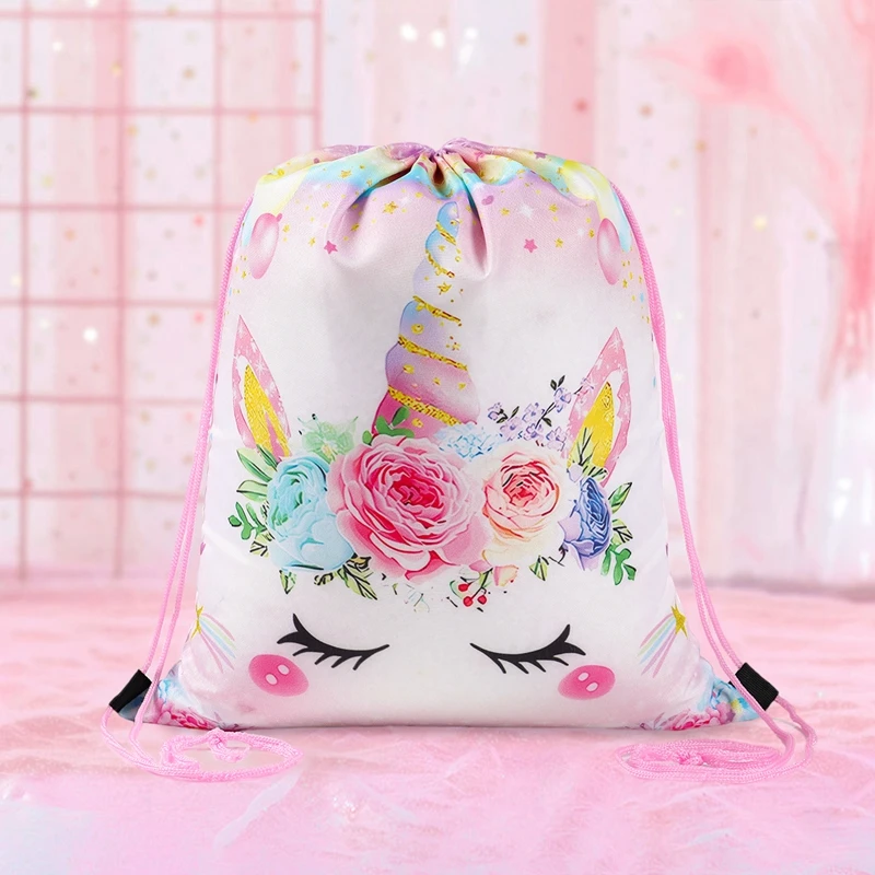 Drawstring Strap Pocket Storage Bag Unicorn Backpack For Adult Children Waterproof Backpacks Cartoon Sundries Bags Cute Satchel