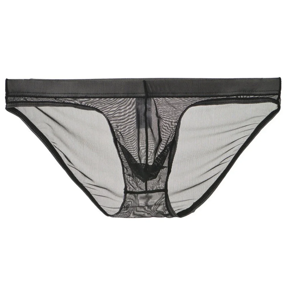 Men Sexy Briefs Mesh Sheer Underwear Low Rise U Convex Pouch Panties Mesh Transparent Breathable Lingerie String Homme