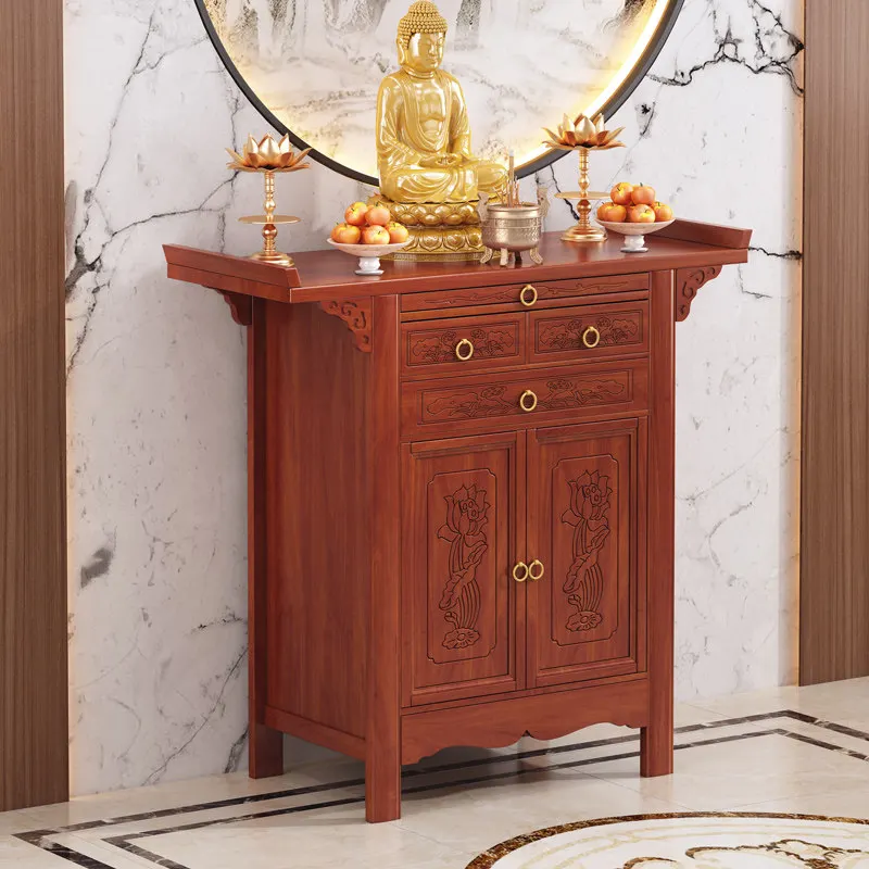 LLMM,Home Modern Style God of Wealth Cabinet New Chinese Vertical Cabinet Light Luxury Supply Table