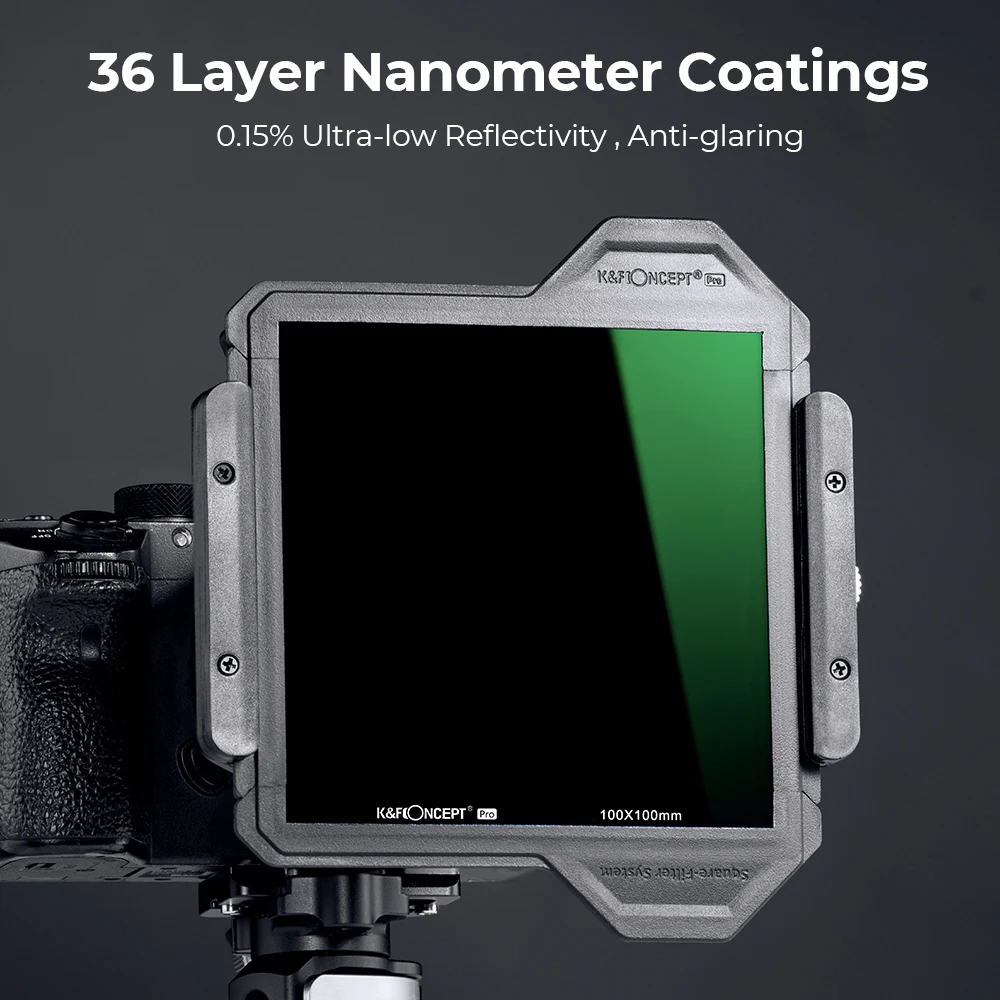 K & F Concept 100*100Mm Warna Penuh ND8 Filter Persegi dengan Bingkai Pelindung Kaca Optik HD Filter Pengurang Cahaya ND Tahan Air