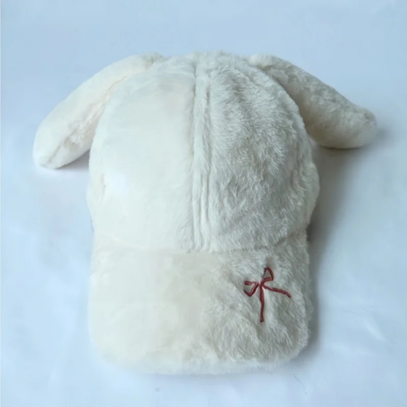 

ABDL Winter Plush 3D Baseball Hat Little Rabbit Design Couples Warm Head Protection Simple Casual Winter Cap For Women Men