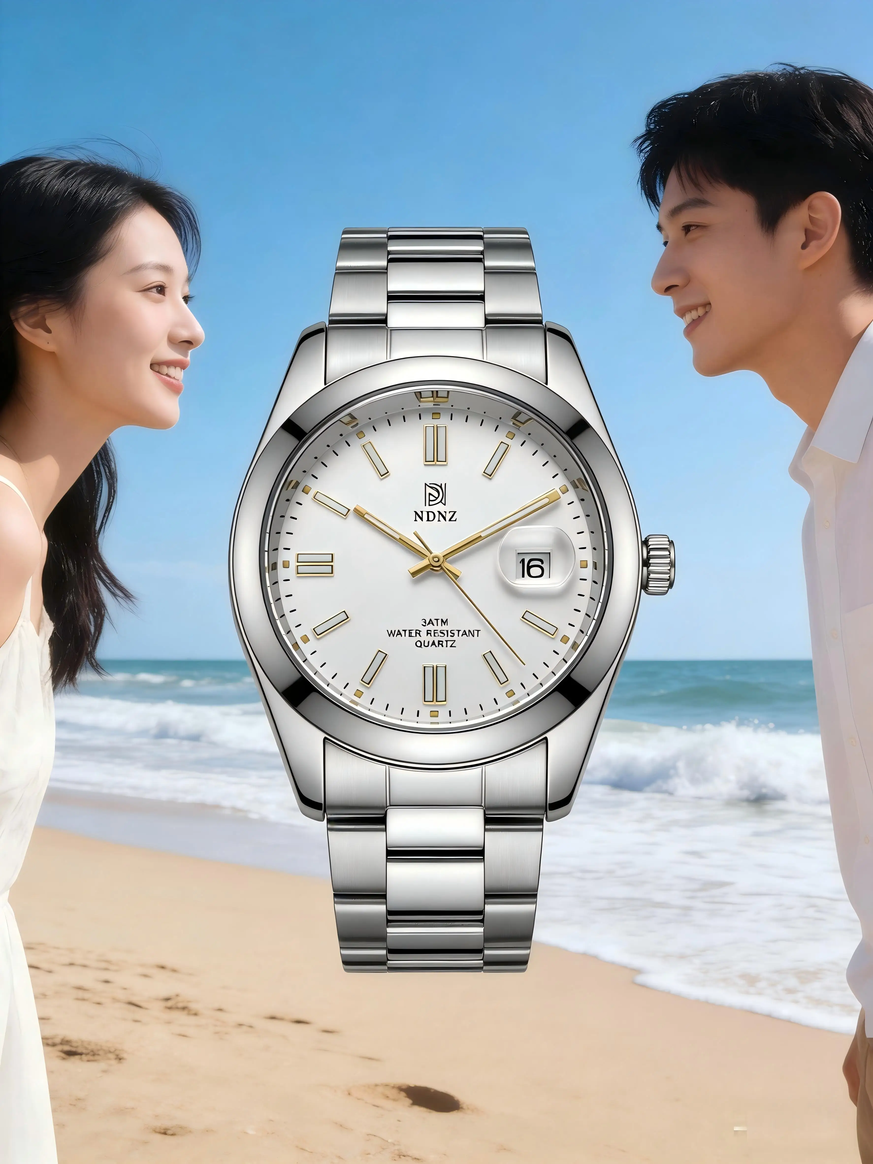 

NDNZ Men's Classic Dress Watch - Stainless Steel Band, 3ATM Waterproof Quartz Wristwatch with Date Window, Business Casual Watch