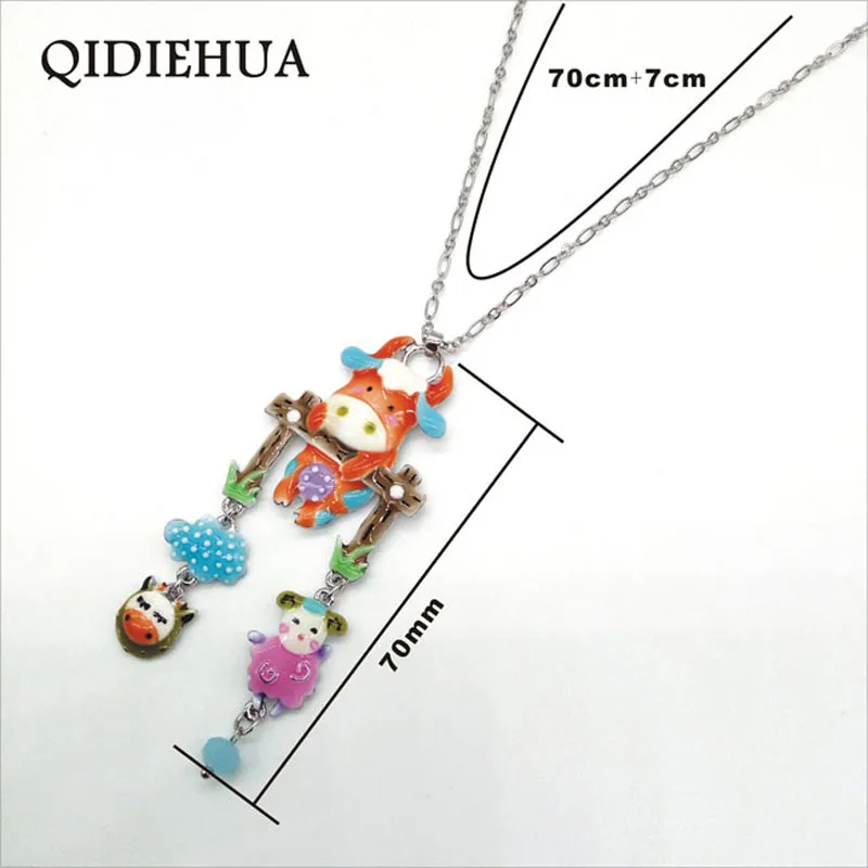 Statement Maxi Enamel Animal Long Necklace Alloy Pendant Chain Collar For Women Pets Accessories Fashion Jewelry Wholesale