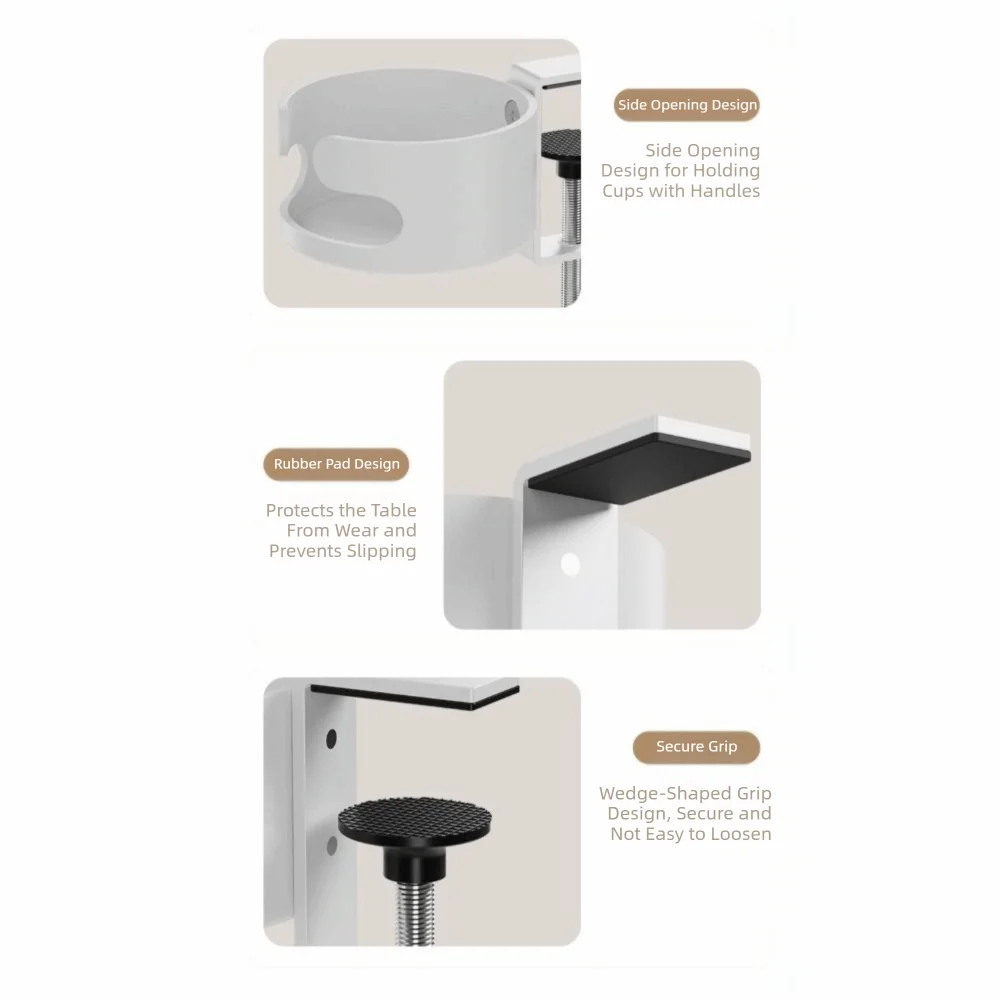 

Storage Rack Universal Desktop Cup Holder Adjustable Arm Clamp Rotating Cup Holder Rotating Clip On Desk Cup Holder Table Edge
