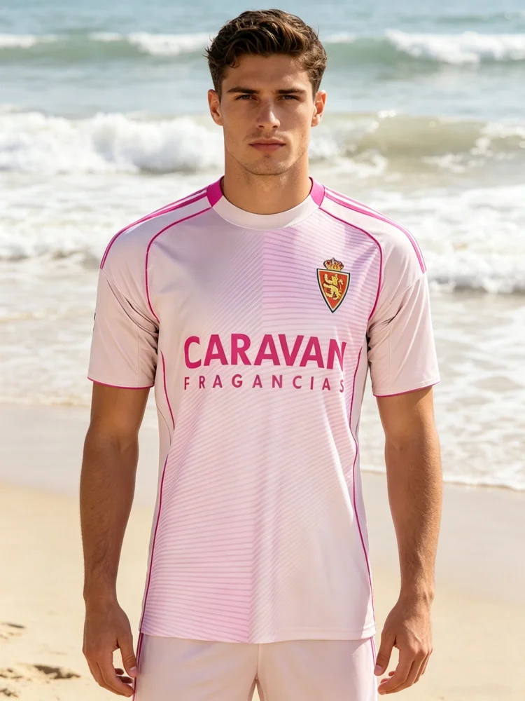 2026 Real Zaragoza Trikots Atmungsaktives Sport-T-Shirt für Fußball-Enthusiasten Geeignet für Erwachsene Familie Kinder T-Shirts