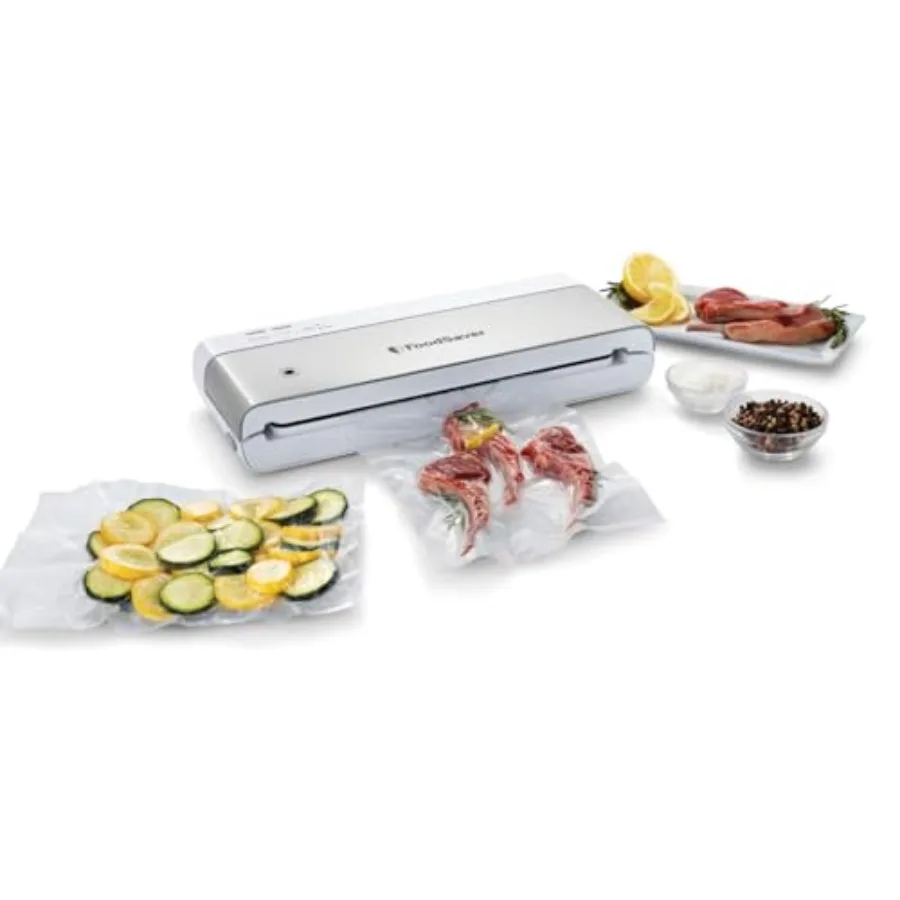 

Compact Vacuum Sealer Machine with Airtight Bags and Roll - Ideal for Sous Vide and Airtight Food Storage White