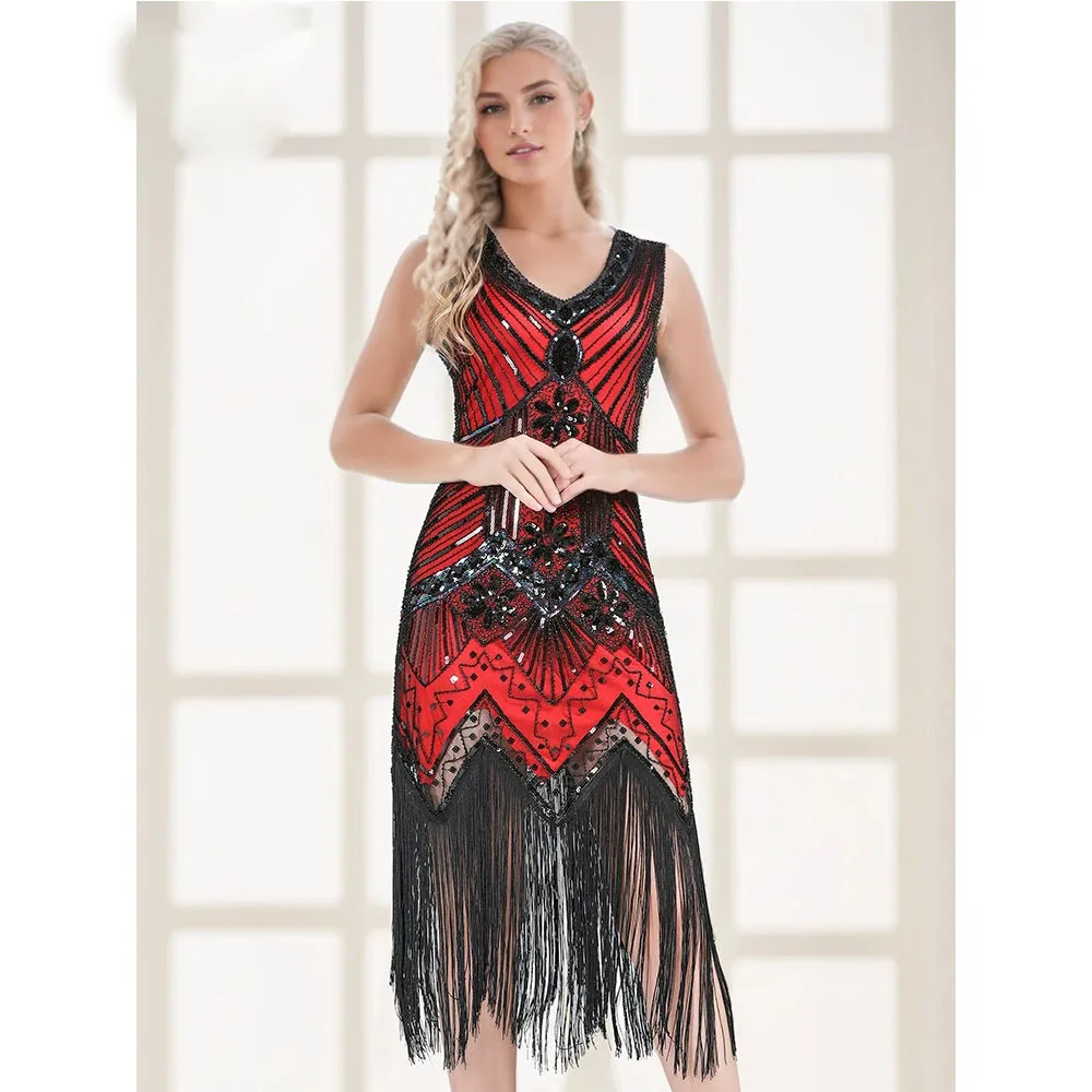 robe-vintage-a-franges-a-paillettes-robe-haut-de-gamme-robe-de-danse-de-bal-robe-a-paillettes-robe-de-danse-de-soiree-de-grillage-mini-robe-creatif-flexible-et-confortable-style-exagere-spectacle-de-danse-magnifiq