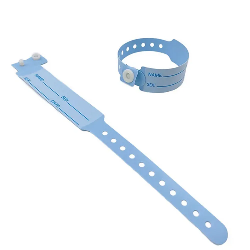 100pcs Count Waterproof Soft Plastic PVC Identification Medical Wristbands,Writable Patient Bracelets, Vinyl Wrist Band