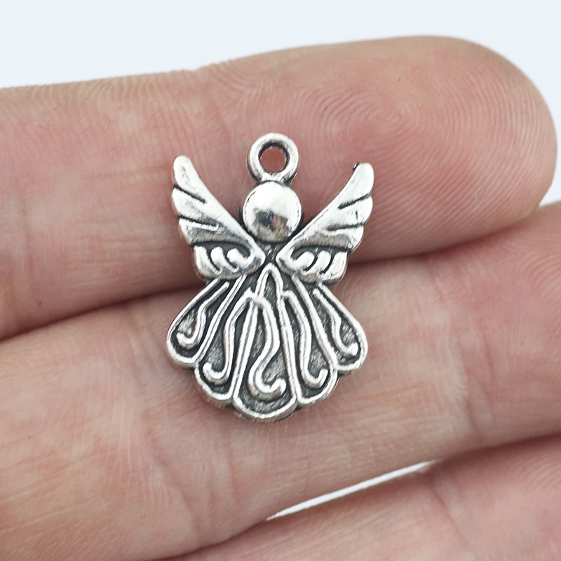 6Pieces/lot 15*20mm Small Angel Pendant Antique Silver Color Angel Charms DIY Necklace Bracelet  Jewelry