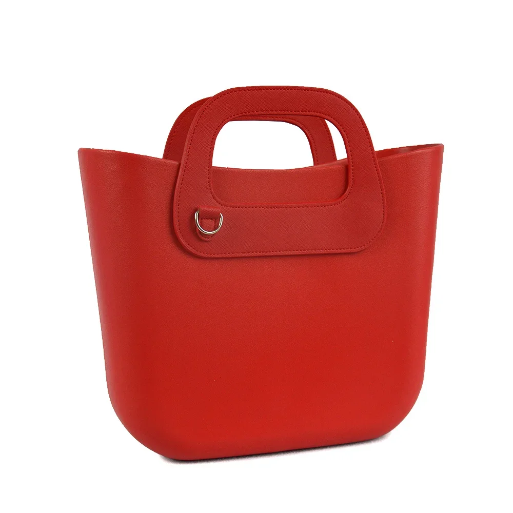 Tanqu Edge Painting Silver Metal D Buckle Mini Oblong Leather Handle for O Bag Mini O Chic Handbag