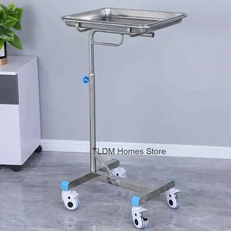 

Thickened 304 Stainless Steel Auxiliary Cart with Wheels Multifunctional Medical Tray Rack Organizer Cart Medical Tool Trolley