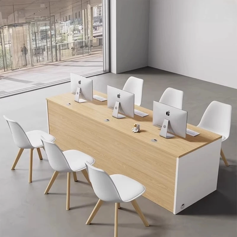 

Company Reception Desk Shell Chain Home Store Real Estate Agency Computer Desk Double Three-person Information Desk