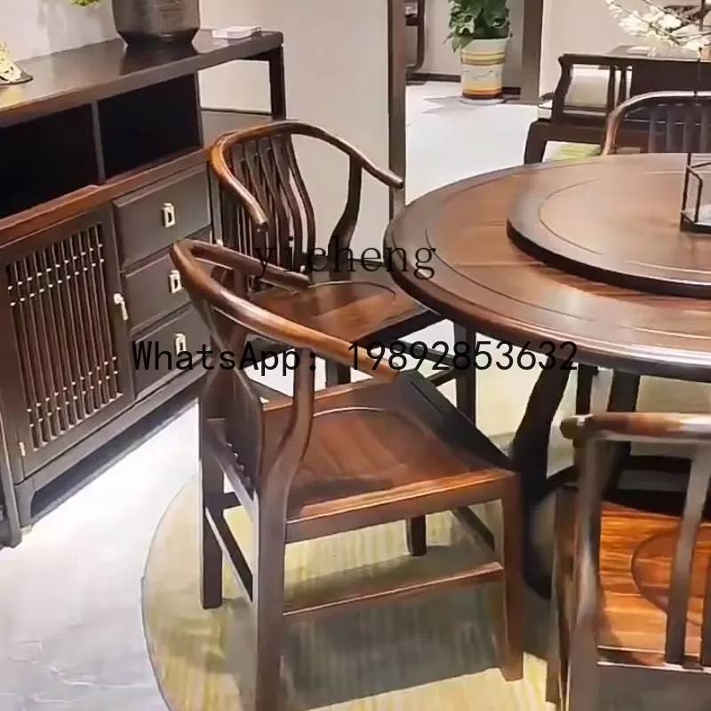 

X7 Новый круглый стол в китайском стиле из массива черного ореха, современный, простой, для дома, в стиле дзен, с поворотным механизмом