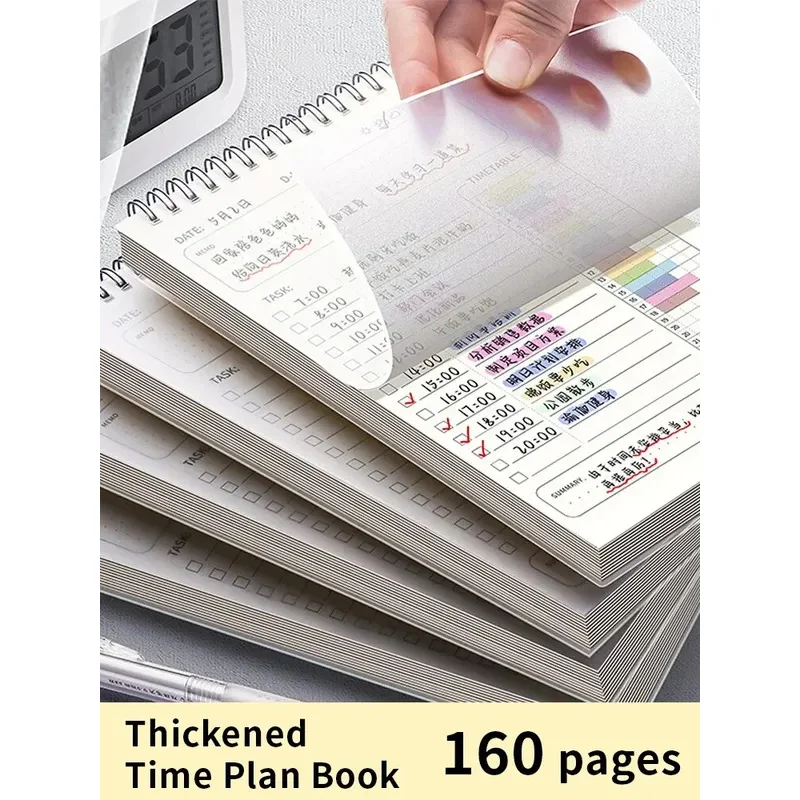 1pc Planner Agenda Spiral A5 Notebook Schedules Daily Plan To Do List Notepad 160 Pages Thick Office School Supplies Stationery