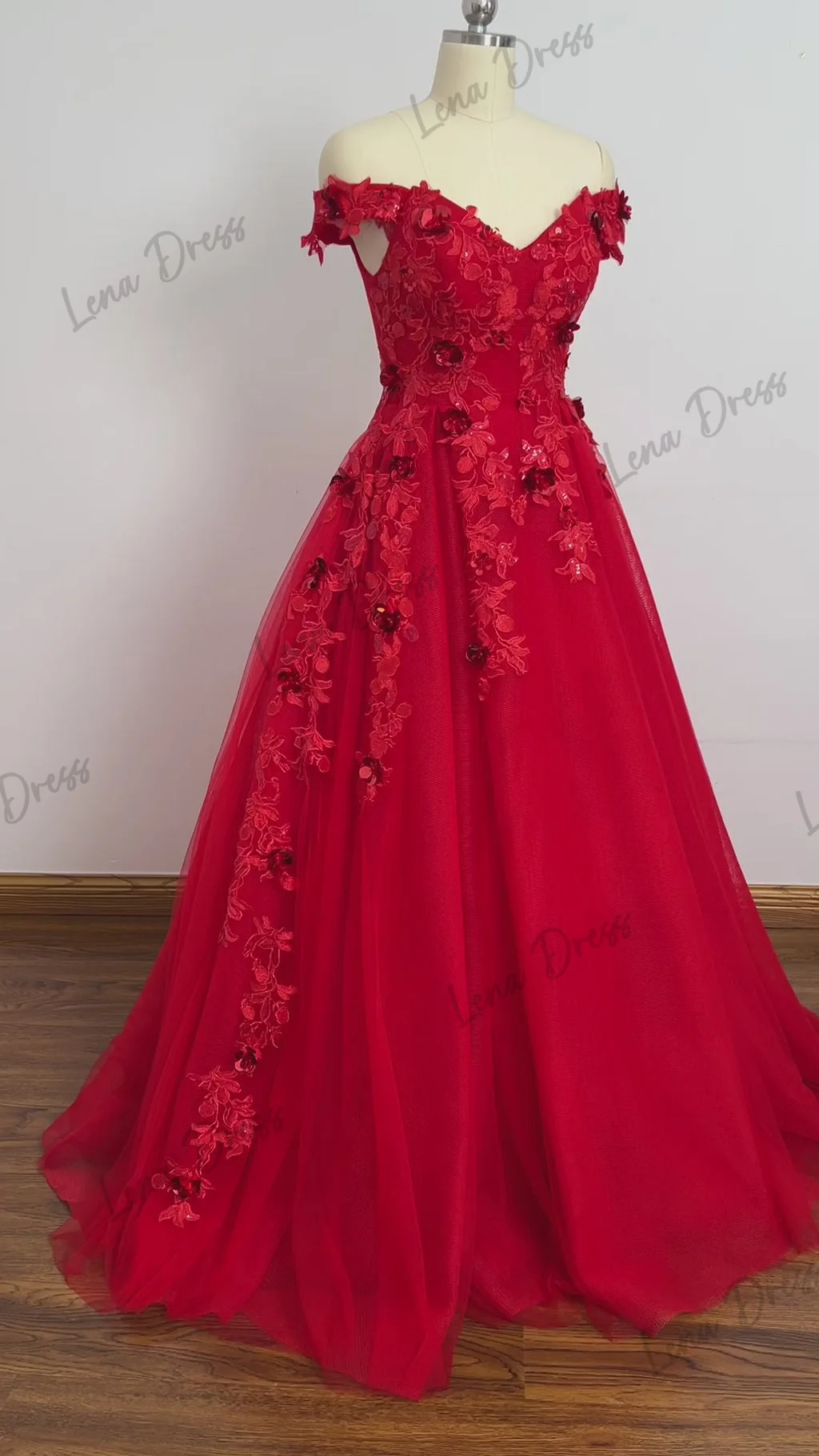 Lena Elegant Evening Dresses 2024 Luxury Strapless Prom Dresses Sale Red Line A Floral Lace Robe Soiree De Luxe 2024 Party Dress