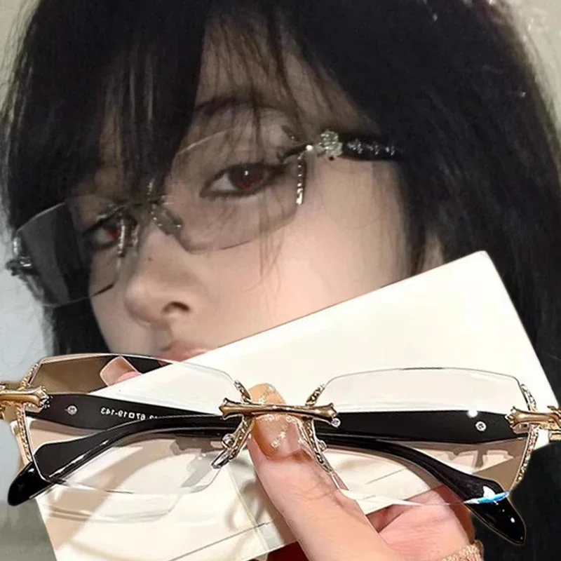 نظارات نحت عصرية بدون إطار مضادة للضوء الأزرق للنساء والرجال بإطار فضي نظارات بصرية نظارات قراءة الكمبيوتر #2