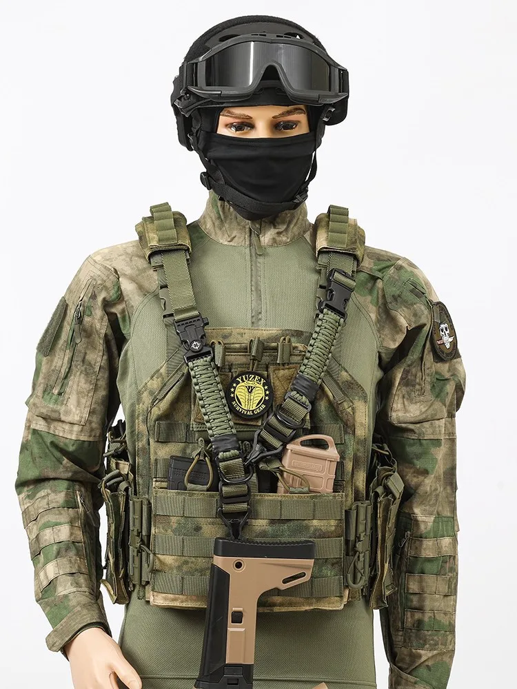 

Tactical Gun Sling Paracord 2 Point Single Point Adjustable Multi-Function Strap for Hunting Wargame CS Outdoor Camera Backpack