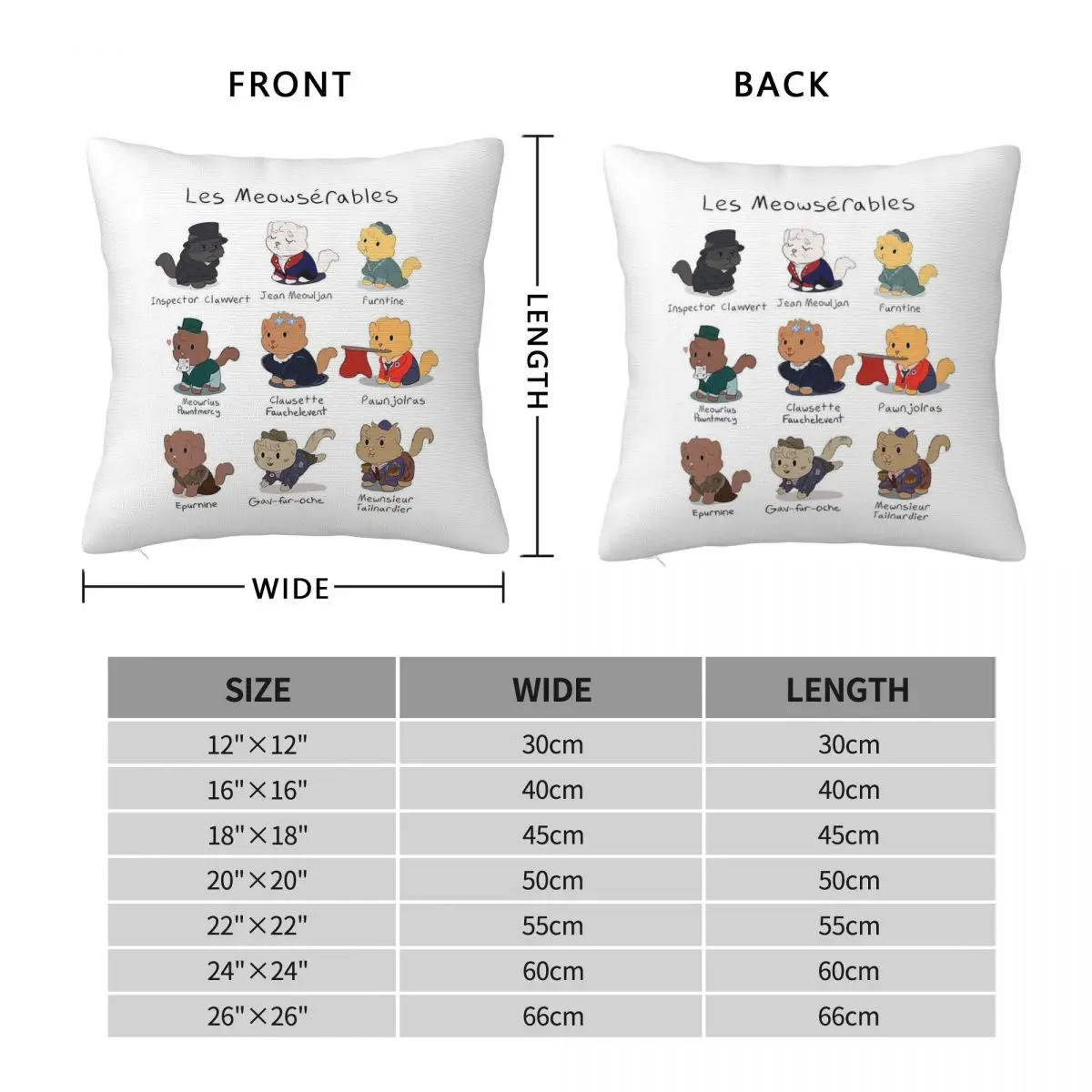 Les Miserables Cat Pun Square Pillowcase Polyester Linen Velvet Creative Zip Decorative Sofa Seater Cushion Cover 18