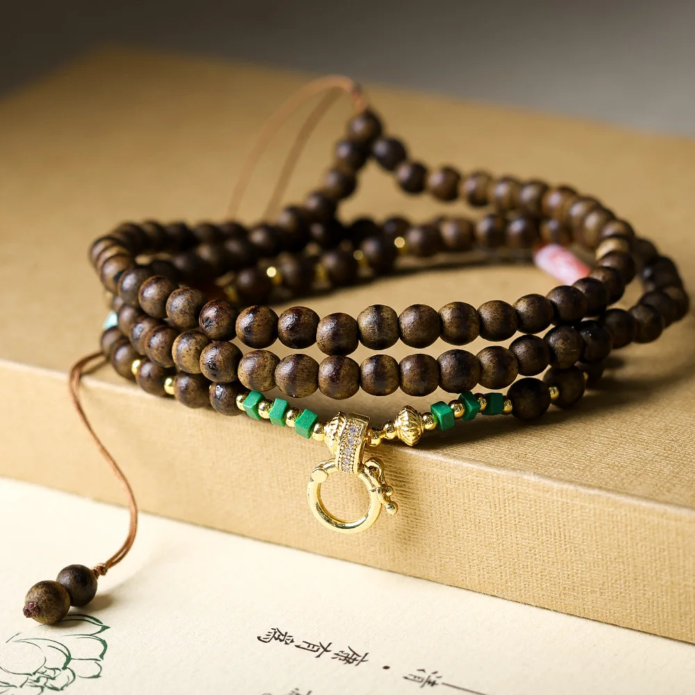 Original design hand-woven first-line butter agalwood universal pendant rope new Chinese-style wooden bracelet