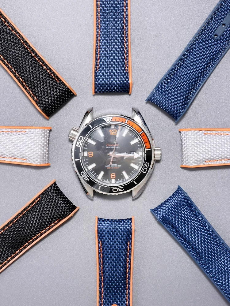 

Оранжевый нейлоновый холст силиконовый резиновый ремешок для часов мужские