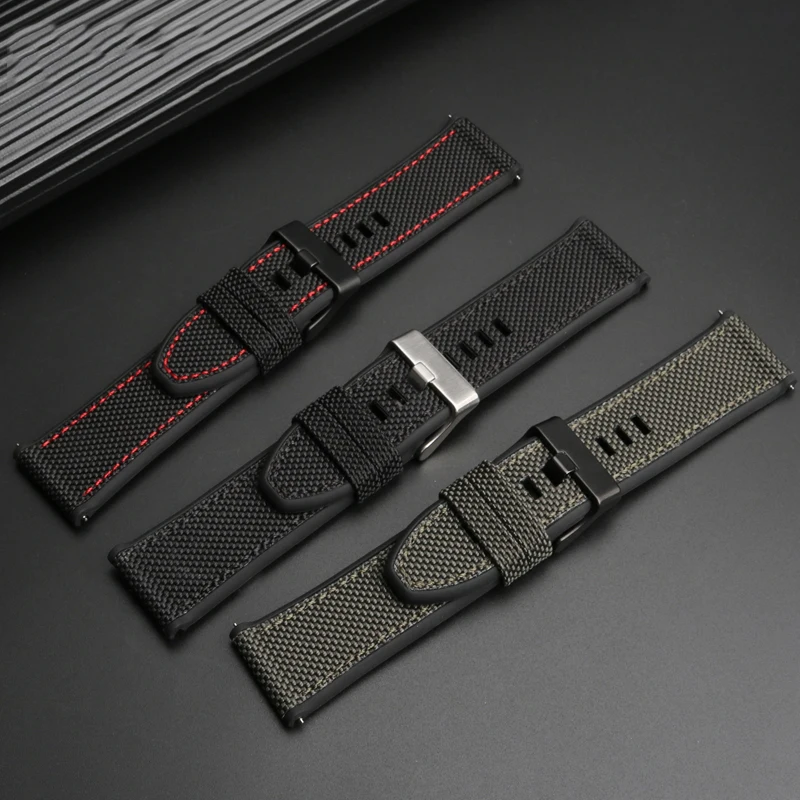 High Qualily Nylon Canvas Silicone Watch Band for Die-sel DZ7395 DZ7396 DZ4500 DZ4506 Bracelet Strap Watchband 22mm 24mm 26mm