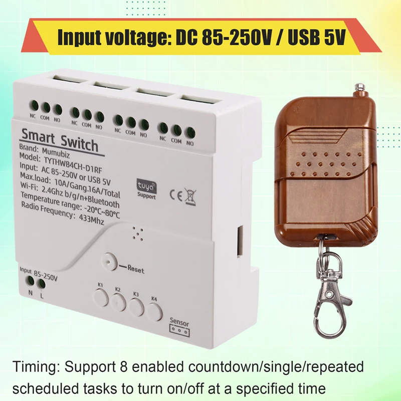 Tuya Wifi Smart Switch Temperature Sensor Monitor AC 85-250V Wireless Smart Switch With RF Remote Controller