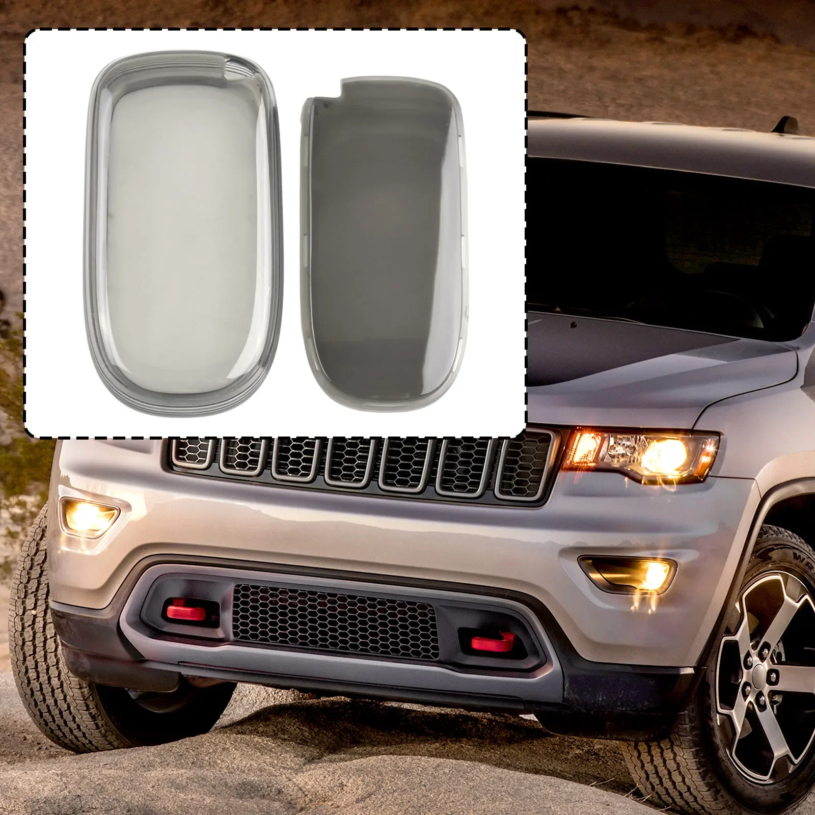 Black Transparent Key Fob Case Cover For Jeep For Grand For Cherokee 2014-2021 Translucent Black Key  Key Protector