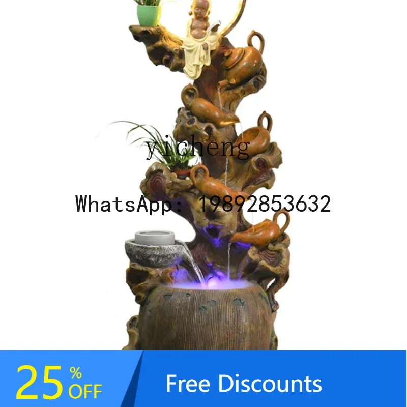 LYY Artificial Mountain and Fountain Chinese Landscape Interior Decoration Samanera Zen Fish Tank Decoration