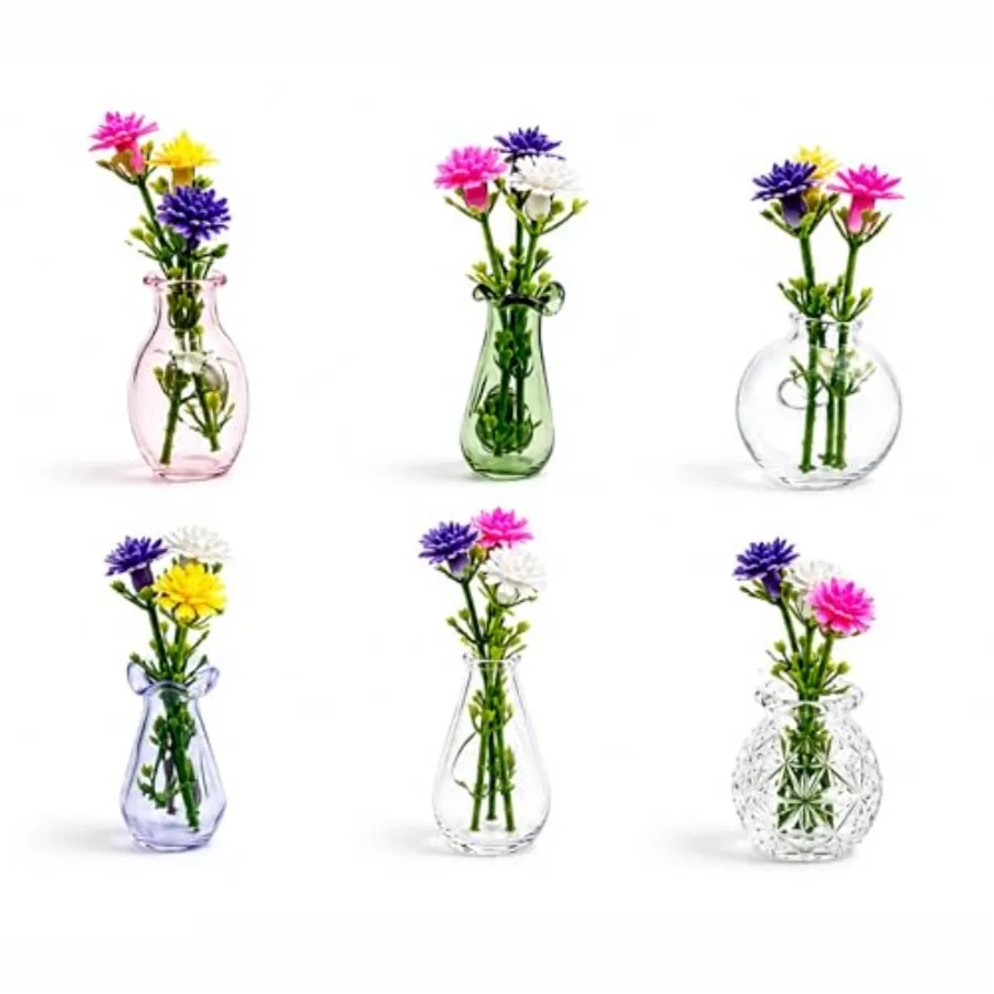 

6 Pcs Refrigerator Magnets, Mini Vase Magnets for Fridge, Cute Glass Magnetic Vases for Kitchen Locker Office