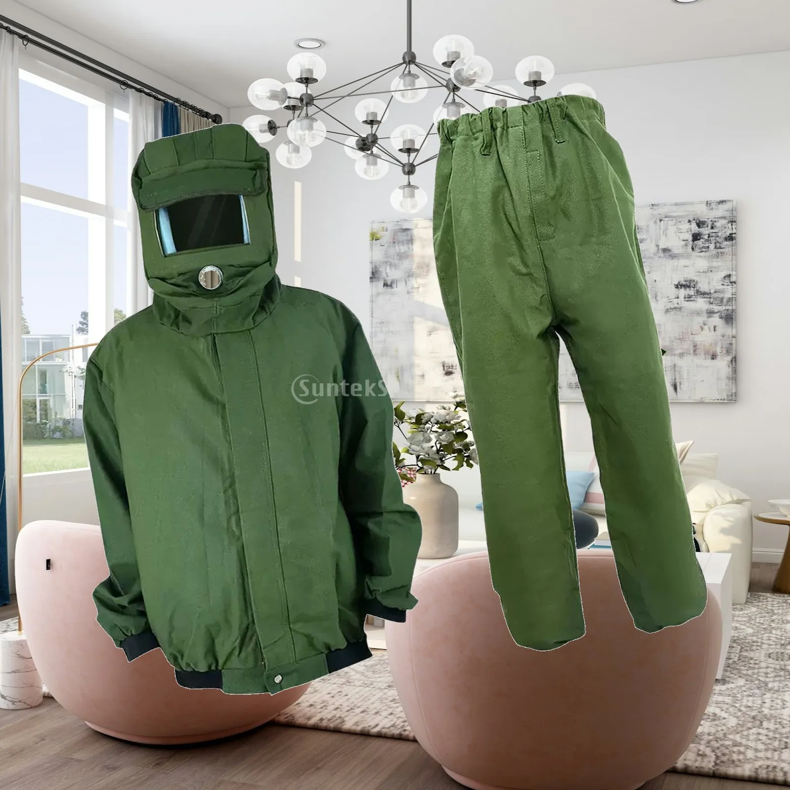 Sand Blasting Suit with Hood Work Overalls Sandblasting Tools Sandblasting Clothes for Work Welder Spraying Grinding Men Women