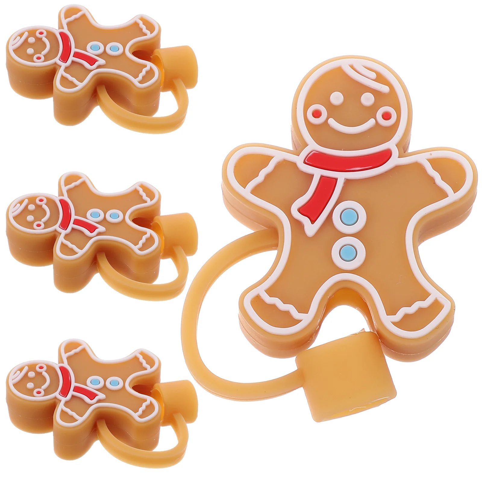 

4Pcs Silicone Straw Tips Cover Creative Christmas Straw Plug Portable Cute Straw Plugs Caps Straw Cover