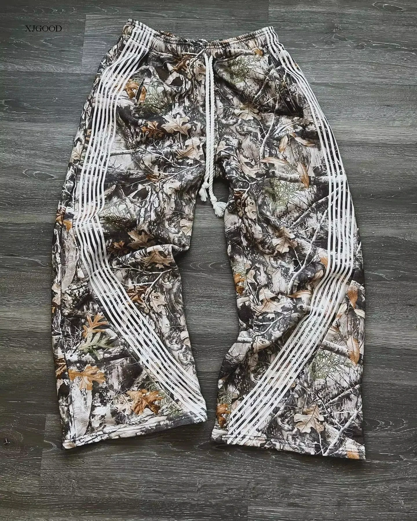 Y2k Graue Freizeithose Vintage Funktionelle Taktische Premium-Jogginghose für Männer und Frauen mit Weitem Bein und Kordelzug Streetwear-Sweatpants – Detail 3