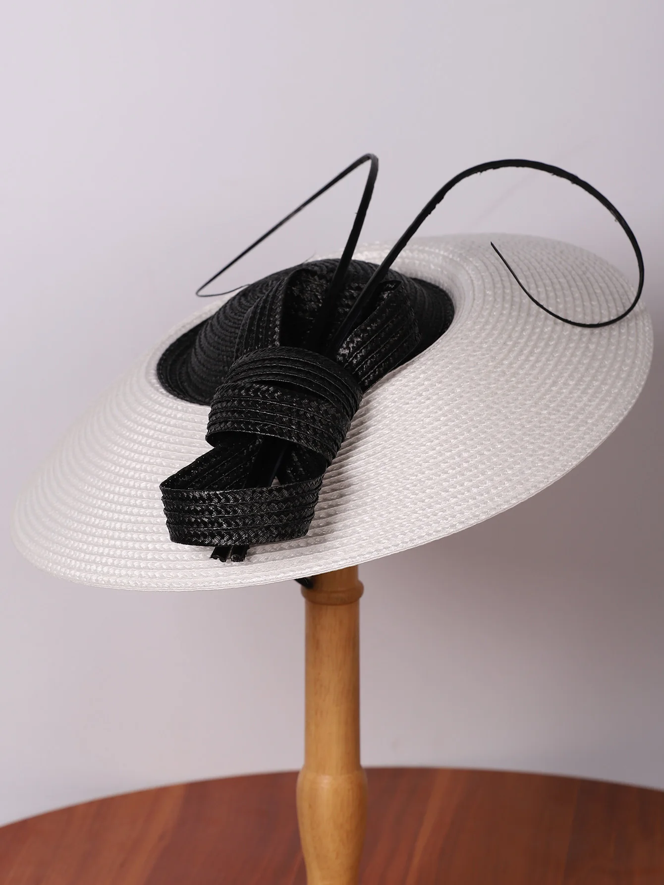 FS Fascinators Black White Weddings Pillbox Hat For Women Church Hat Sraw Fedora Black Wide Ladies Dress Kentucky Derby Hats