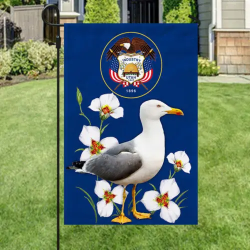 Utah Flag Seagull and Sego Lily Garden Flag