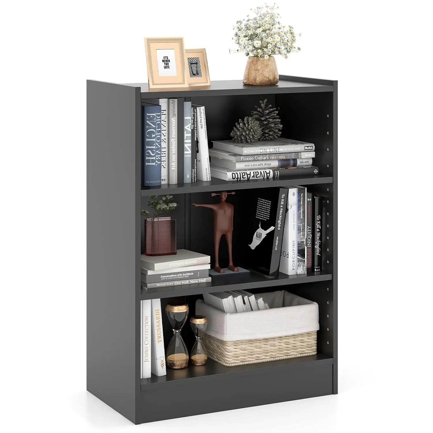 3-Tier Cube Shelf Adjustable Shelves Anti-Tip Kit, Small Wood Storage Organizer for Kids Living Bedroom, Customized