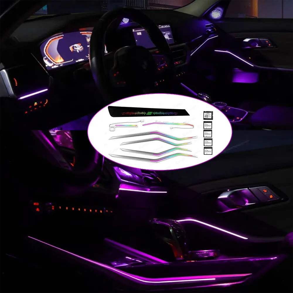 64 Colors Dynamic Colors Ambient Light for BMW 2020-2025 3 Series G20 Car Interior Lighting Upgrade Plug and play screen control