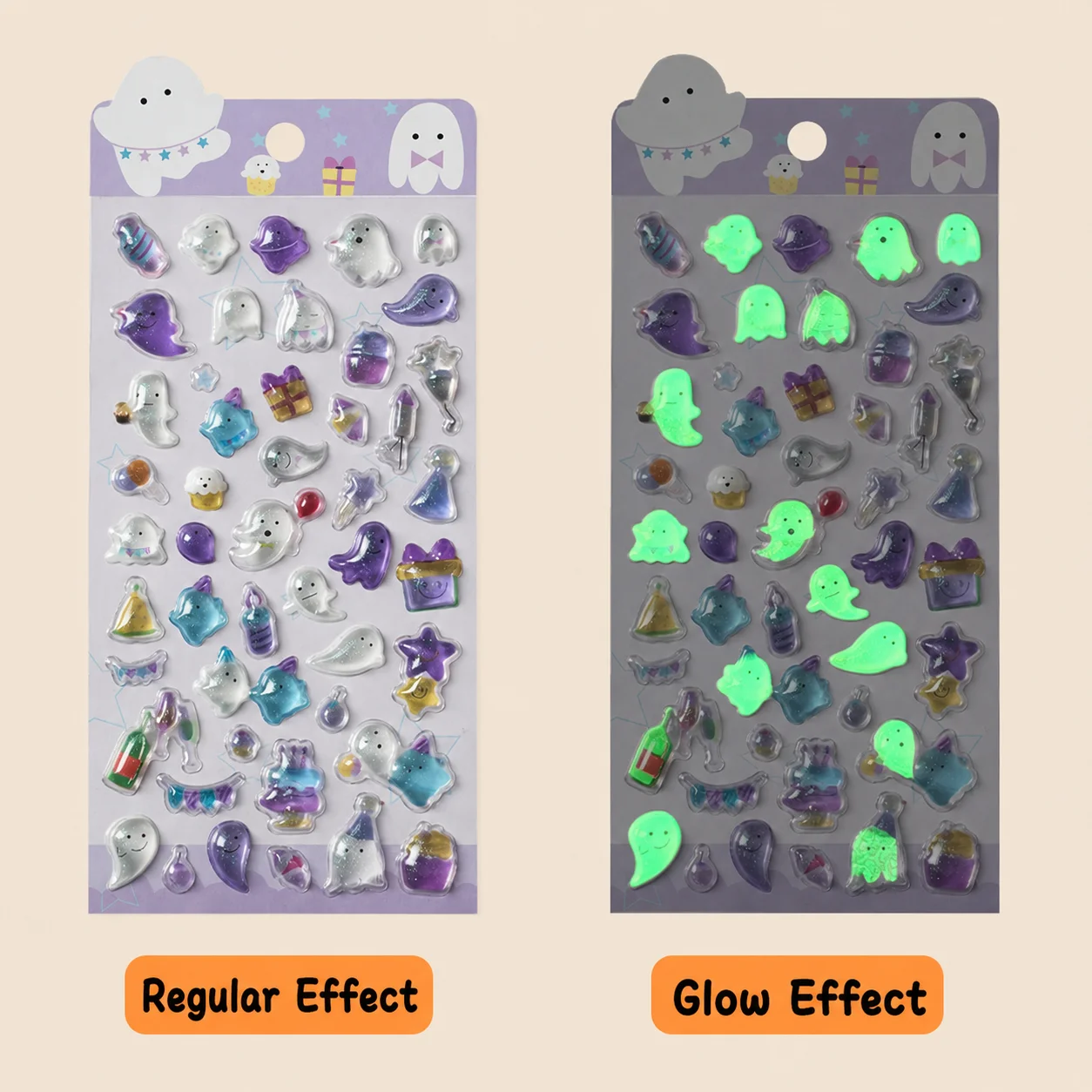 Self Adhesive Stickers Puffy Cute Cartoon Stickers Glow In The Dark Bubble Stickers Cartoon For Luggage Pencil Case